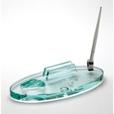 Image of Glass Desk Pen Stand & Business Card Holder